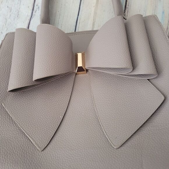 Grossi Womens Blush Pink Solid Double Bow Adjustable Strap Shoulder Satchel Bags - Picture 6 of 16